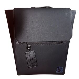 Fashion Lux Black TOGO Leather Men's Briefcase with LV Patch